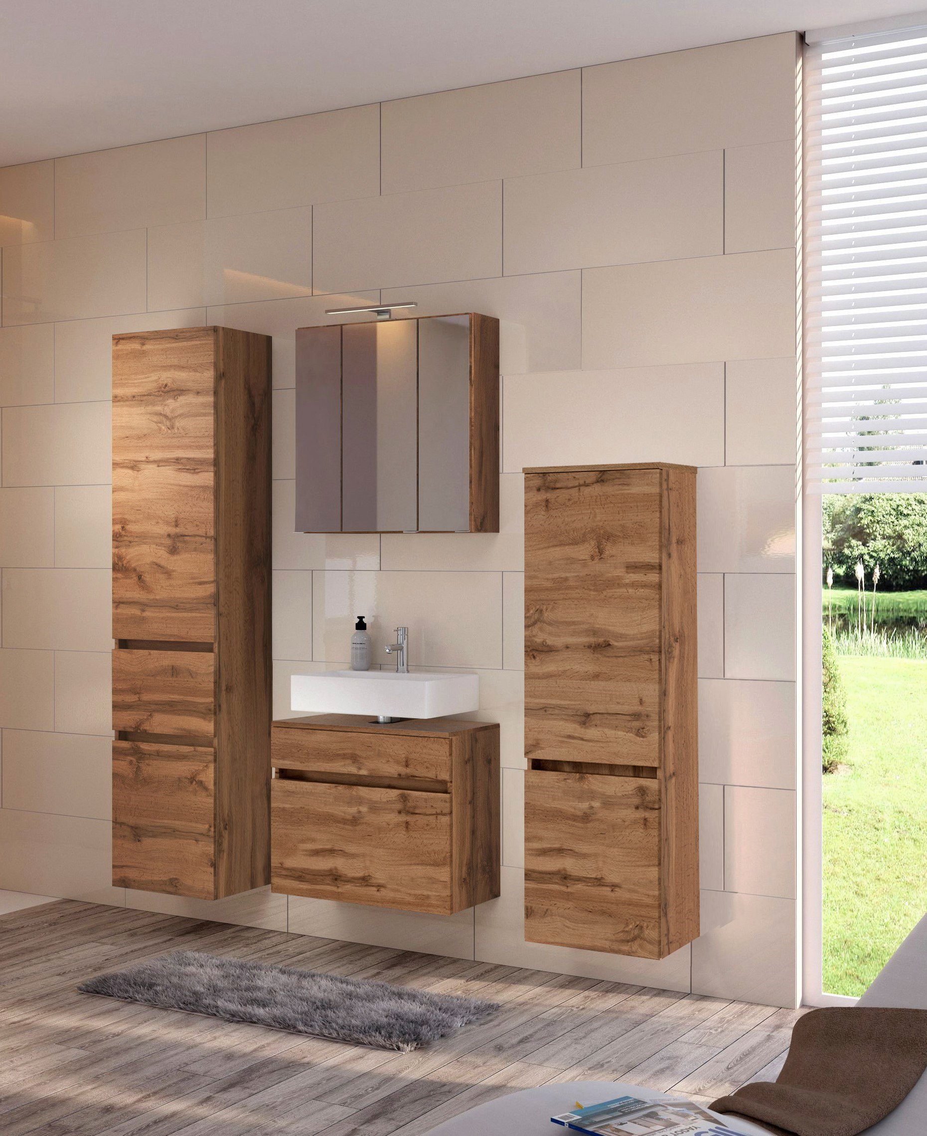 HELD MÖBEL Spiegelschrank Baabe Breite 60 cm, mit 3D-Effekt, dank 3 Spiegeltüren