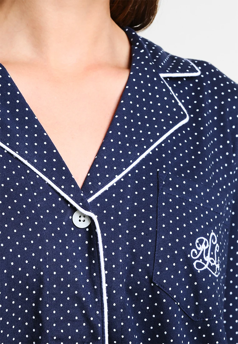 Conjunto clásico de cuello con muesca y mangas Heritage de Lauren Ralph Lauren - Pijamas