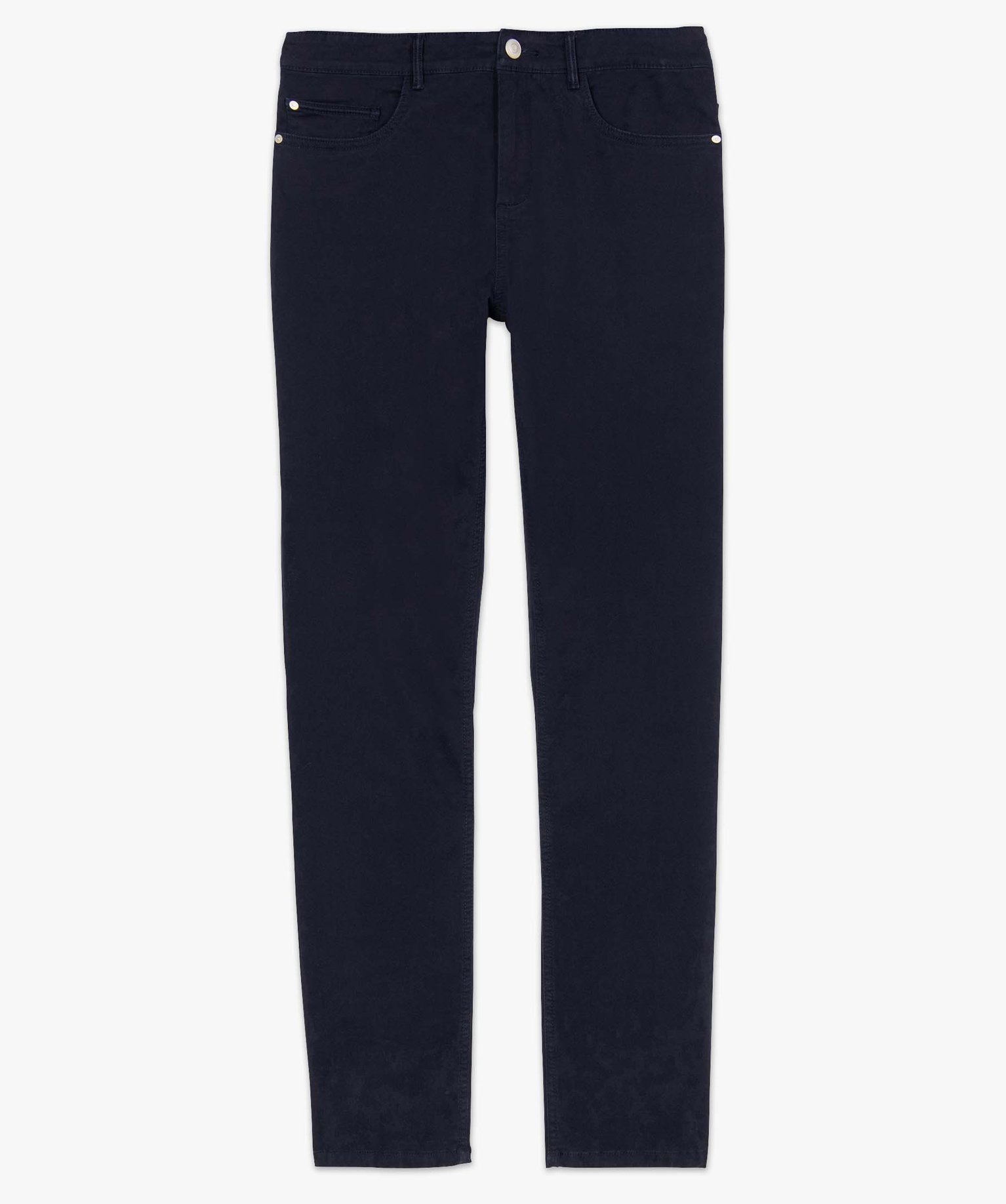 Pantalon homme straight uni en coton stretch bleu | GEMO