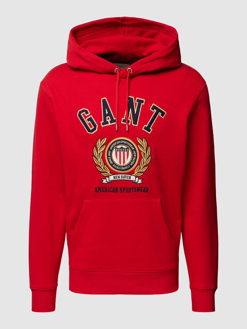 Hoodie mit Label-Stitching Modell 'CREST' in rot