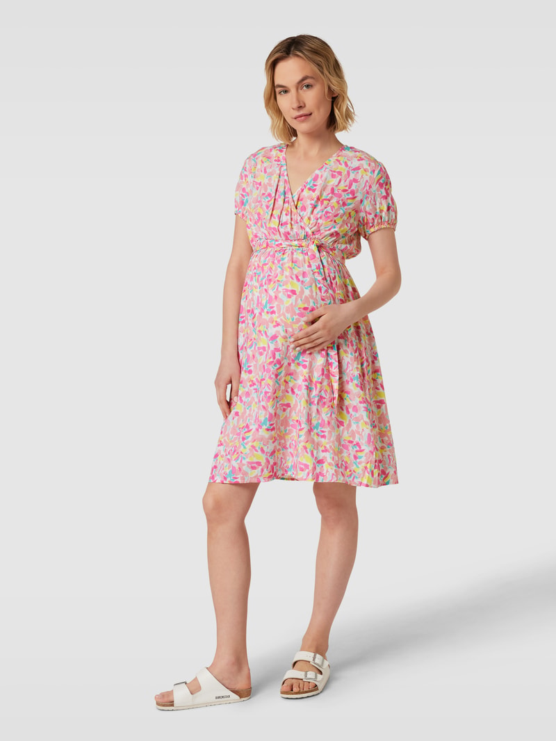 Umstands-Kleid aus Viskose mit Allover-Muster Modell 'Casey' in pink