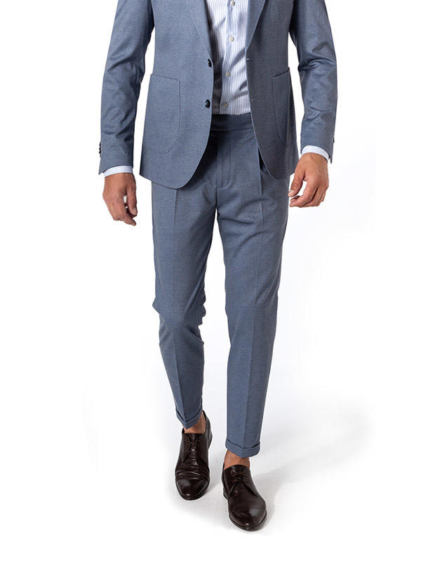 CINQUE, Bundfaltenhose Cisand, Mikrofaser, blau meliert