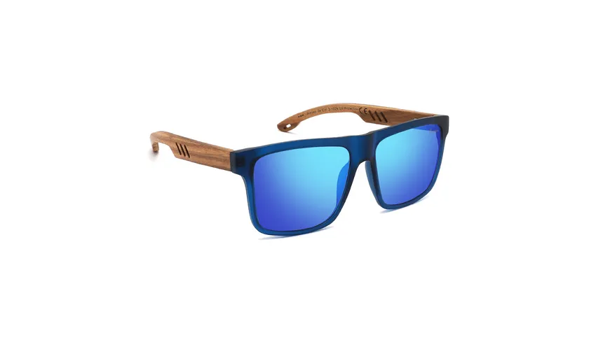 Caresse Brillenmode Sonnenbrille Holzbügel dunkelblau