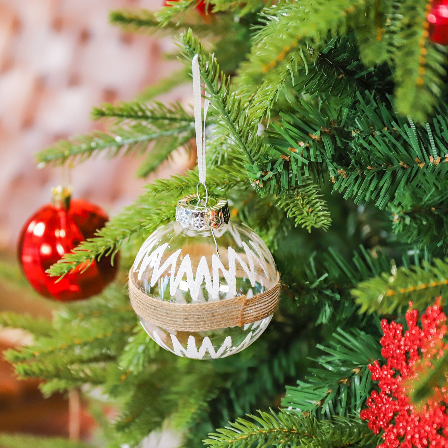 Salcar Weihnachtsbaumkugel 6er Weihnachtskugeln Christbaumkugeln Weihnachtsdeko Christbaumschmuck, 8 cm im Durchmesser, 3 verschiedene Designs