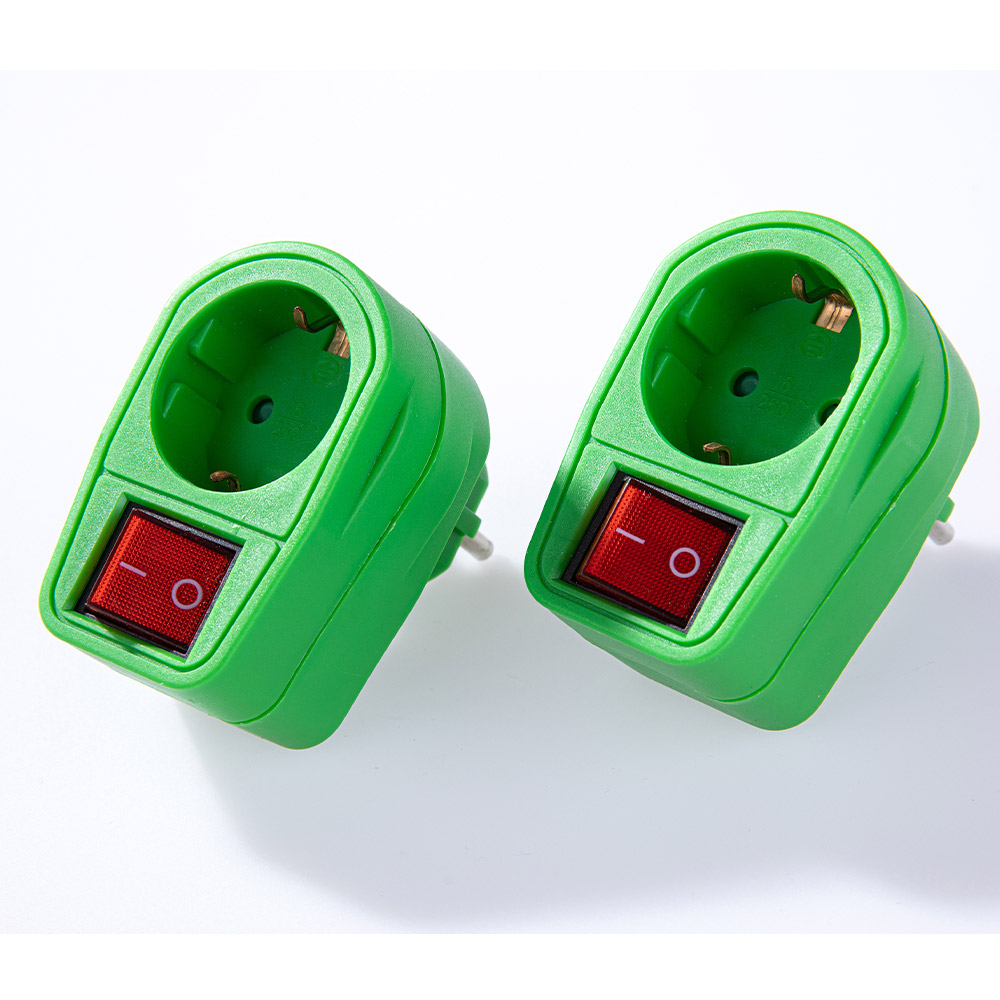 Powertec Electric Abschaltbarer Zwischenstecker - Grün, 2er-Set