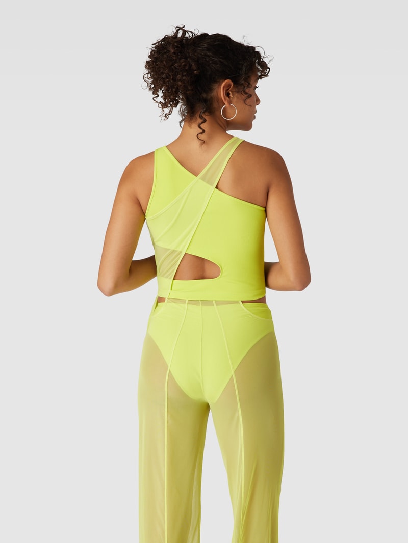 Crop Top mit Cut Out in neon gelb