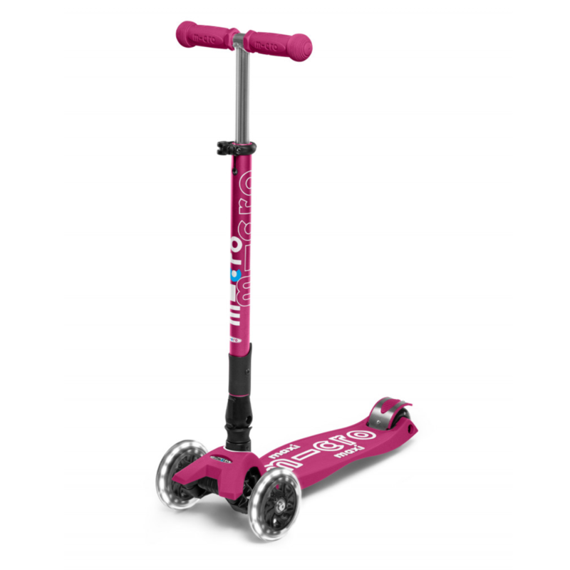 Trottinette 3 Roues LED Pliable - Maxi Micro Deluxe Pliable Gris Baie Rouge Led