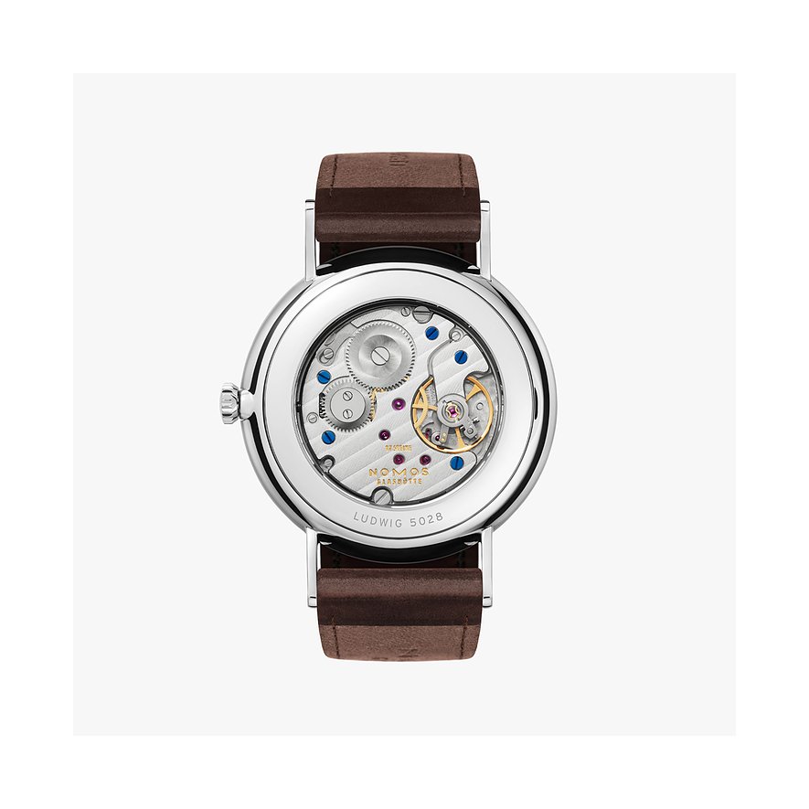 Nomos Glashütte Herrenuhr Ludwig 38 emailleweiss