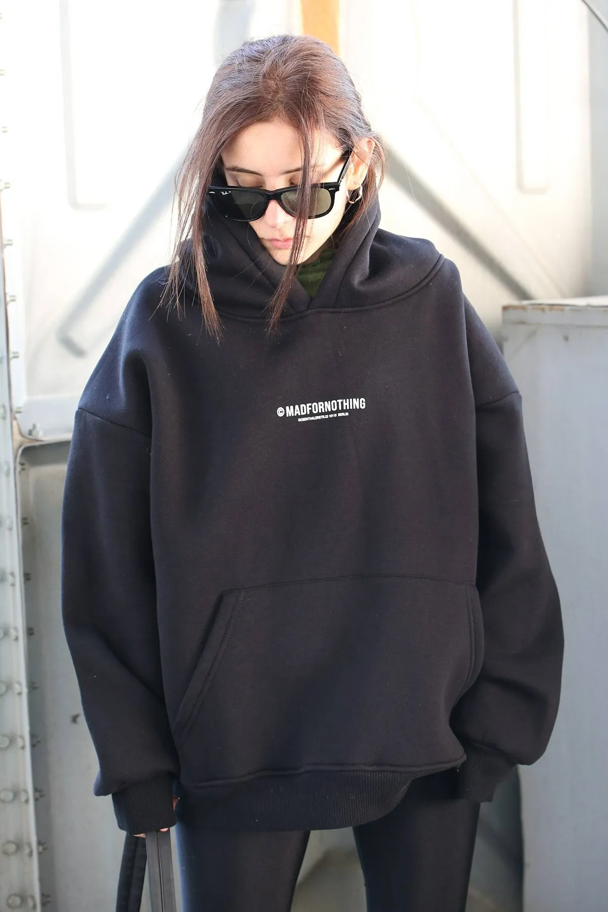 Madmext  Schwarzes bedrucktes Oversize-Sweatshirt „Mad Girls“ Mg1287