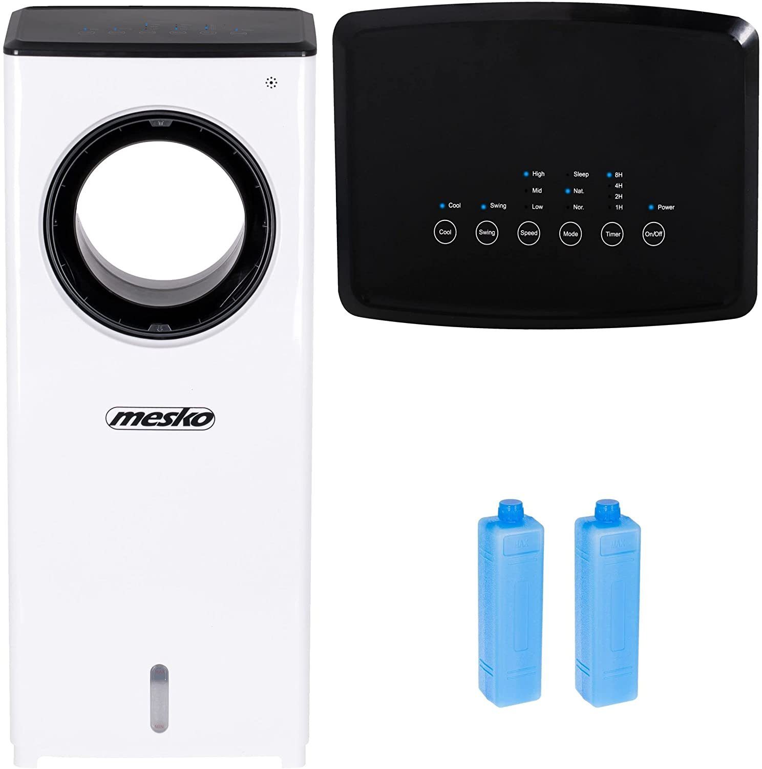 JUNG Ventilatorkombigerät BLADELESS mobiles Klimagerät ohne Abluftschlauch, Wasserkühlung, Aircooler, Timer Aircondition 80W Luftkühler leise Ventilator Kühler