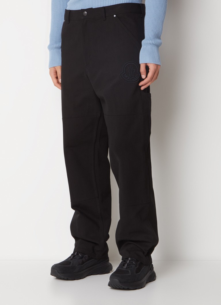 Pantaloni Moncler cu croială dreaptă și logo brodat