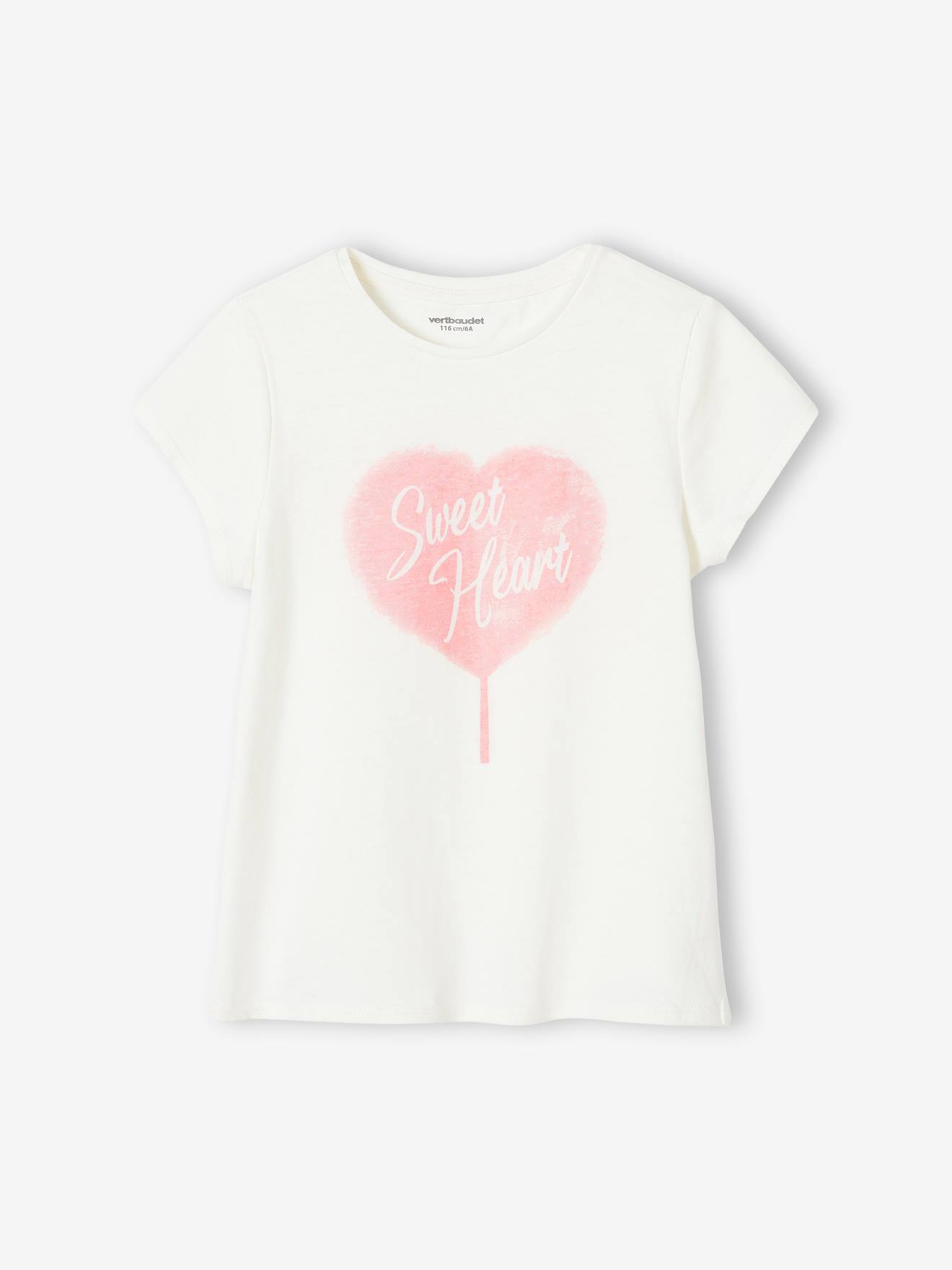 Tee-shirt à message Basics fille corail