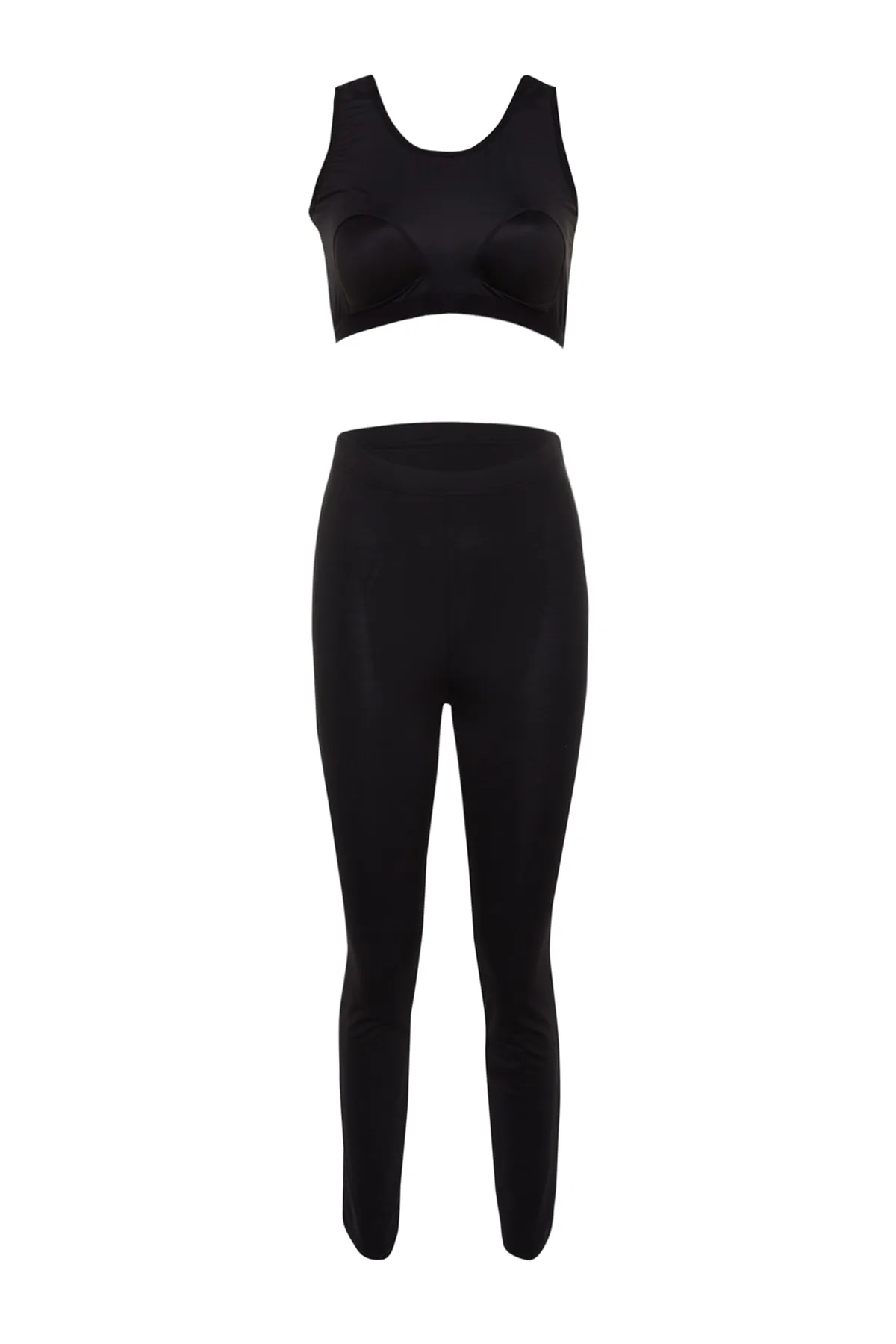 Trendyol Modest  Schwarzer, mit Steinen bestickter, vollständig bedeckter gestrickter Lycra-4-teiliger Badeanzug-Satz TCTSS23CF00040