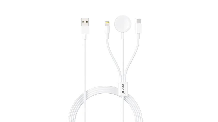 XLayer 3 in 1 Multifunktions-Kabel für Apple Produkte 1.5m Weiß