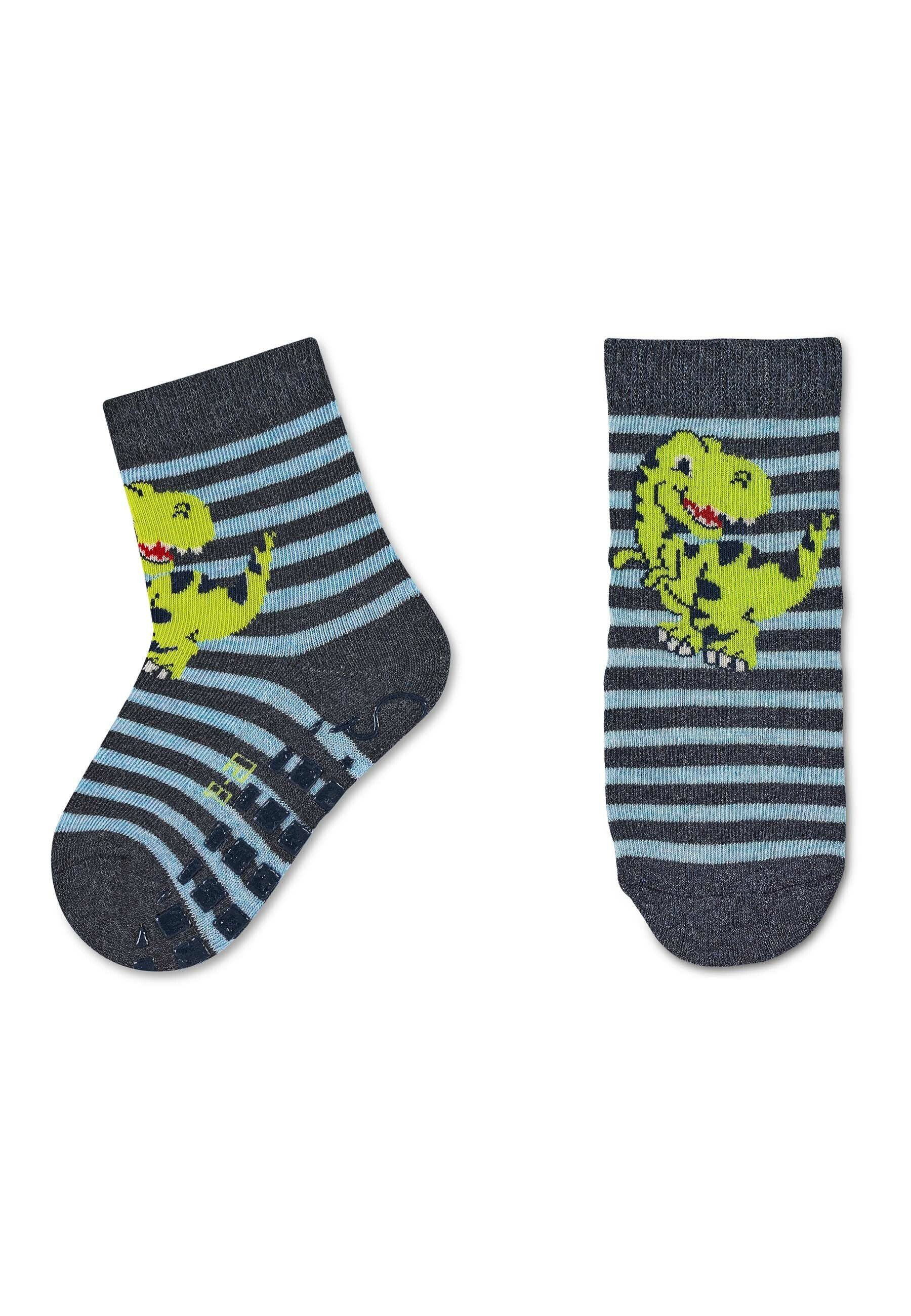 Sterntaler® ABS-Socken ABS-Söckchen T-Rex + Sterne, 2er-Pack (2er Pack Fliesensocken mit Vollplüsch) Rutschsocken mit Noppen an der Sohle, ABS- Socken mit süßen Motiven