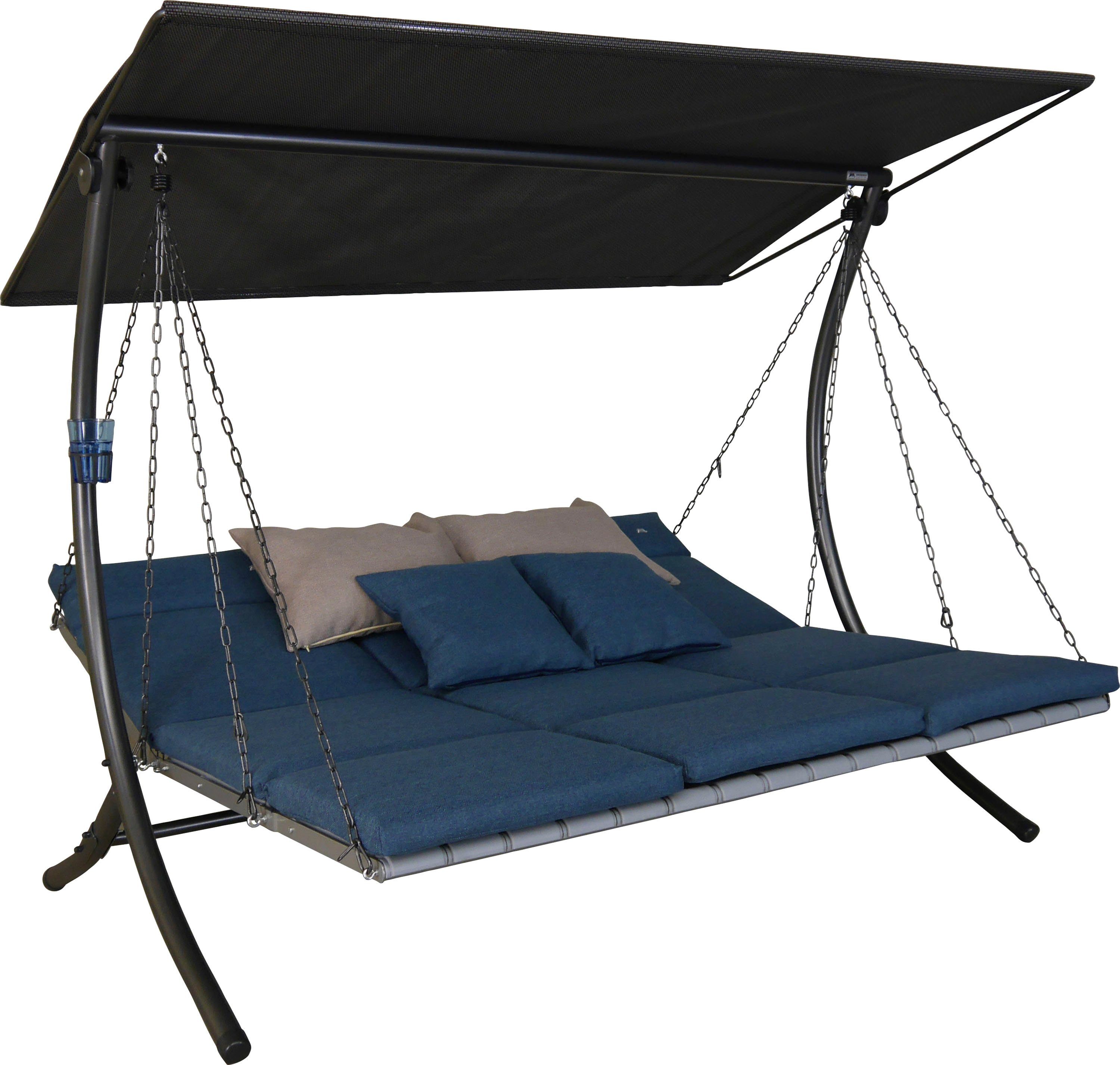 Angerer Freizeitmöbel Hollywoodschaukel Luxus Smart denim, 3-Sitzer, Bettfunktion, BxTxH: 210x145x160 cm