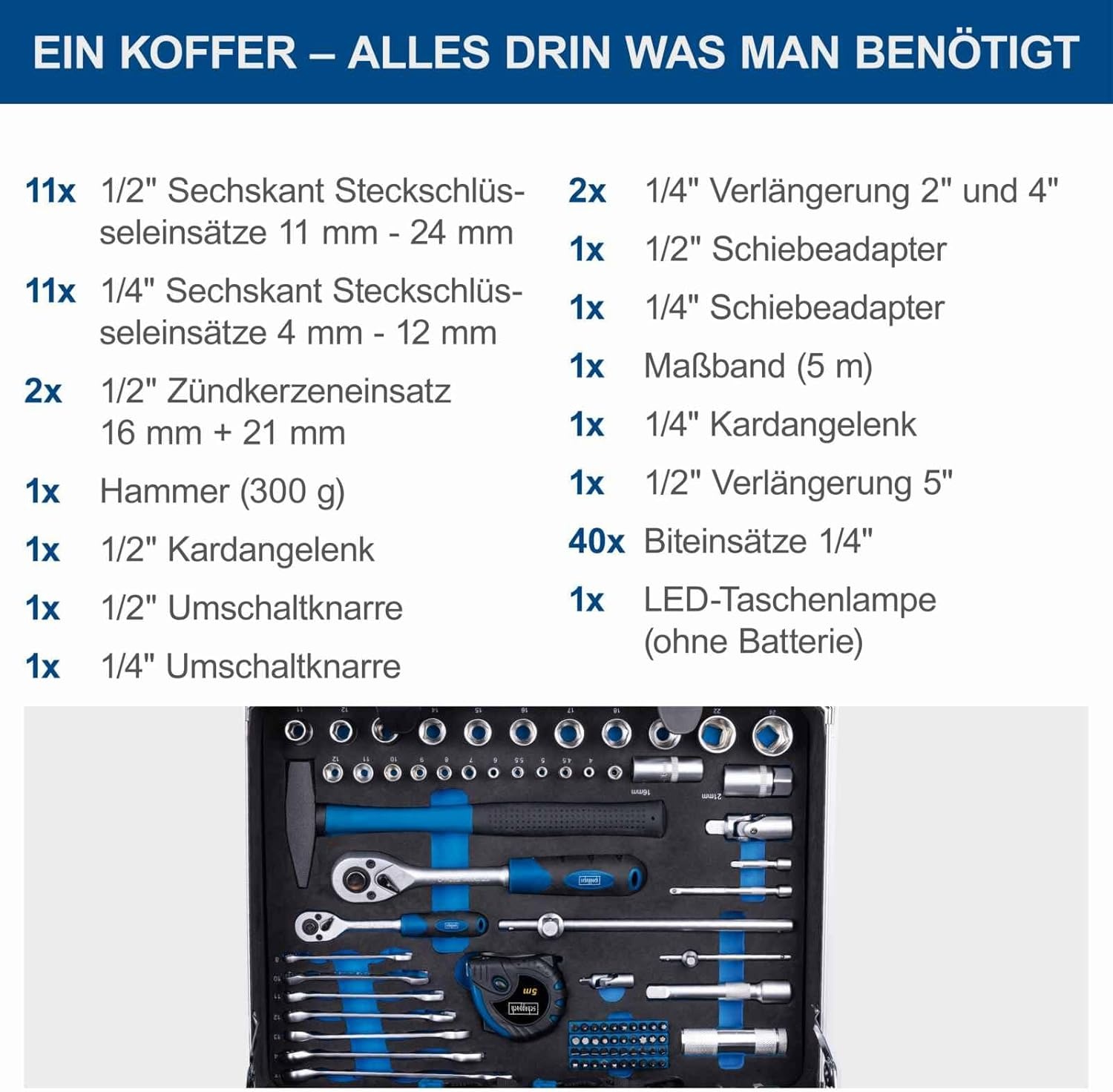 Scheppach 5909330900 TB200 Szerszámosláda, 141 darabos