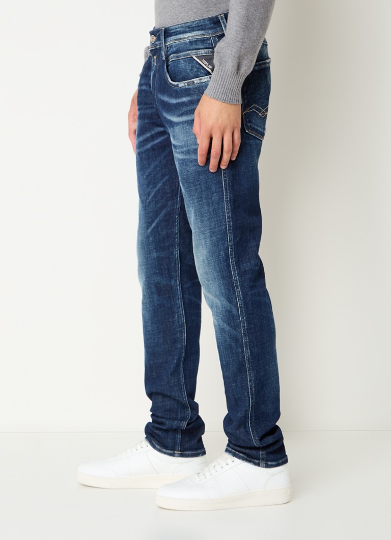 Calça jeans Replay Anbass slim fit com lavagem escura