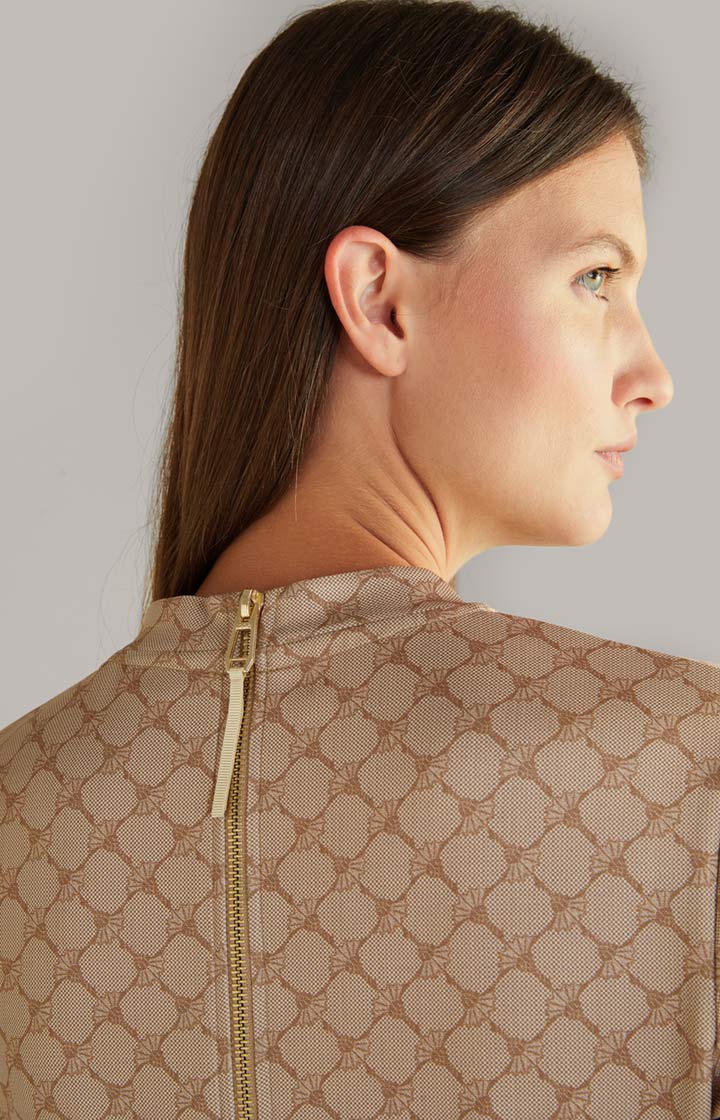 Sweat-Kleid in Beige gemustert