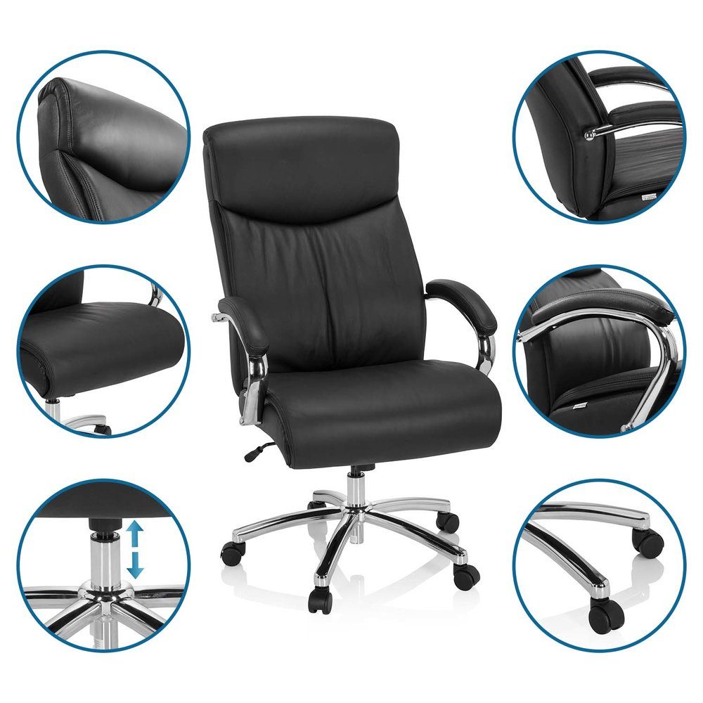 hjh OFFICE Drehstuhl XXL Drehstuhl XXL CONSTRUCTOR V Leder (1 St), Chefsessel Bürostuhl ergonomisch