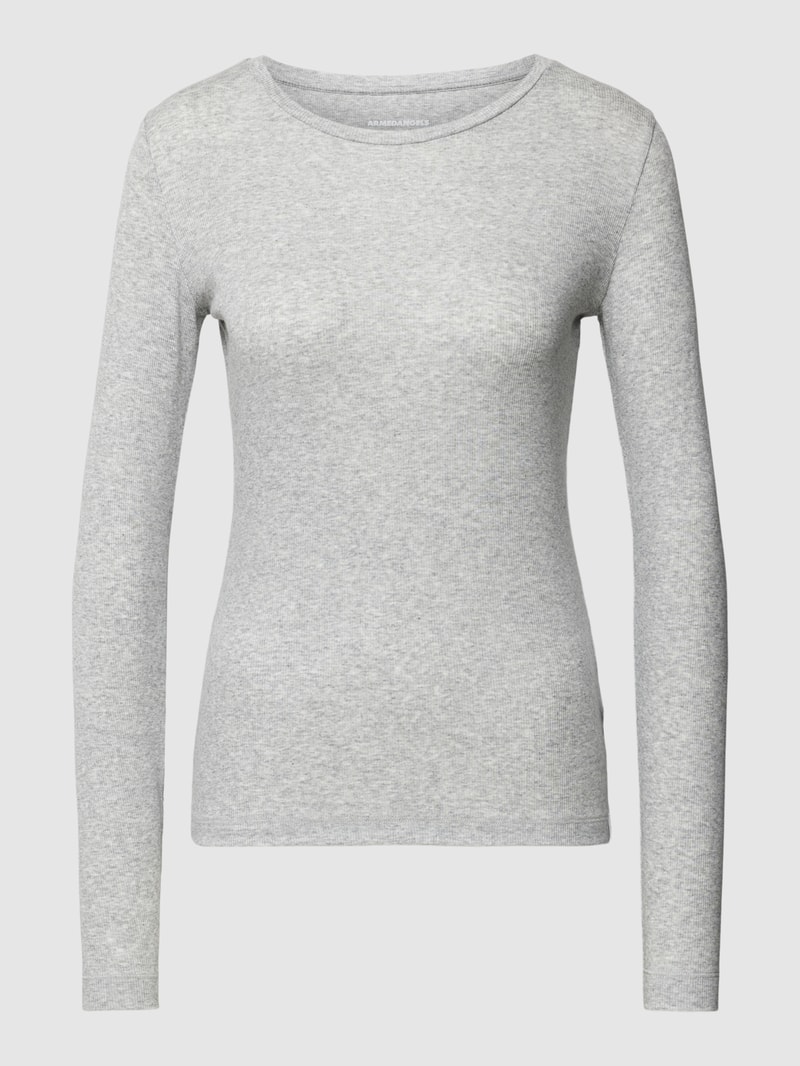 Longsleeve mit Rundhalsausschnitt Modell 'Jaaleaa' in mittelgrau