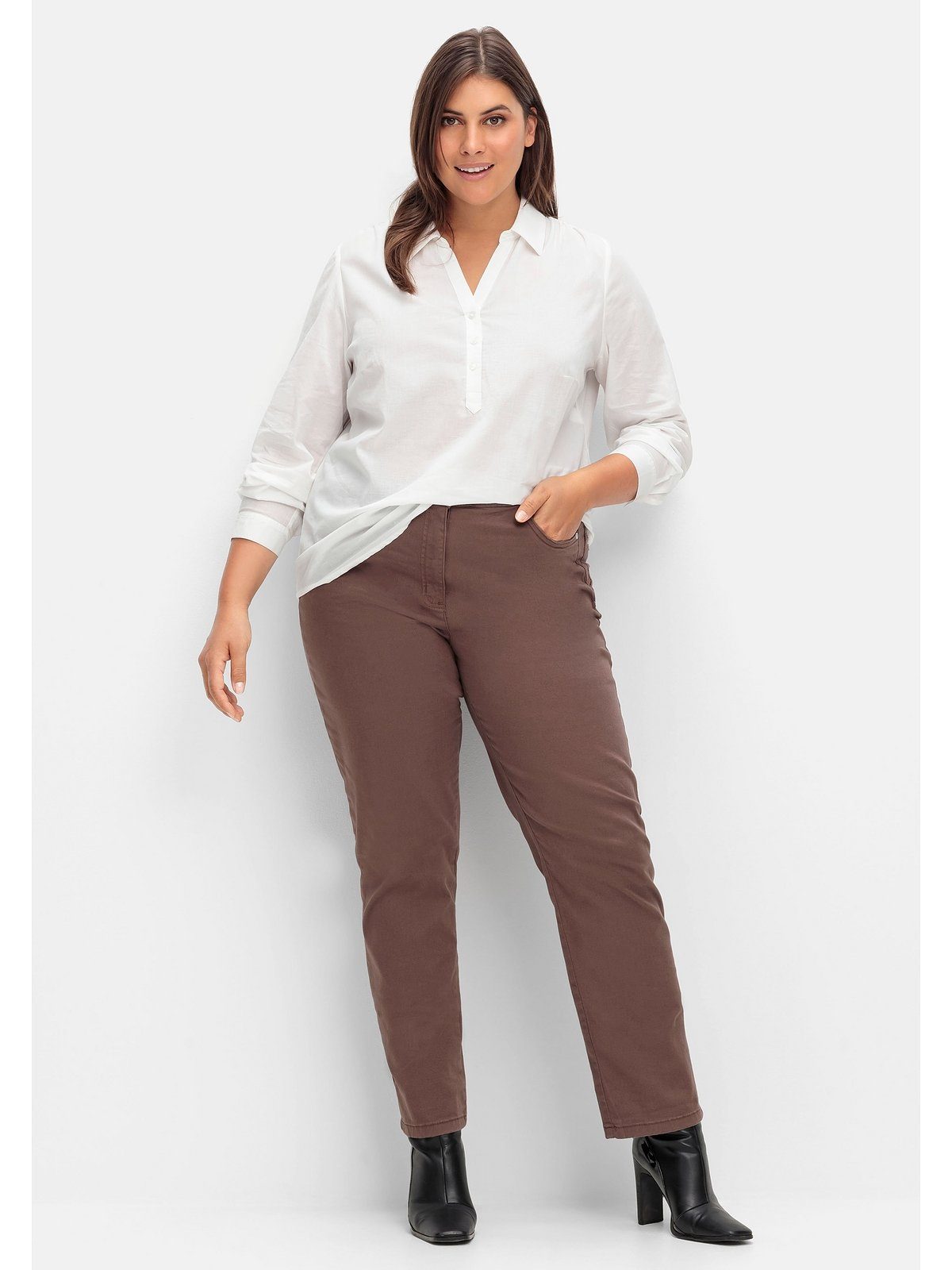 Sheego Tunika Große Größen mit Hemdkragen und kurzer Knopfleiste