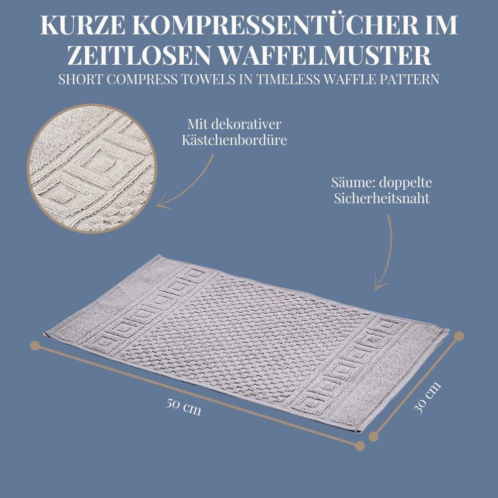 Carenesse Gästehandtücher 30 x 50 cm grau, 6-er Pack, Gästehandtücher Set Waffelmuster & Bordüre, Baumwolle, 100% Baumwolle Frottee Gästetücher fusselfrei & saugstark