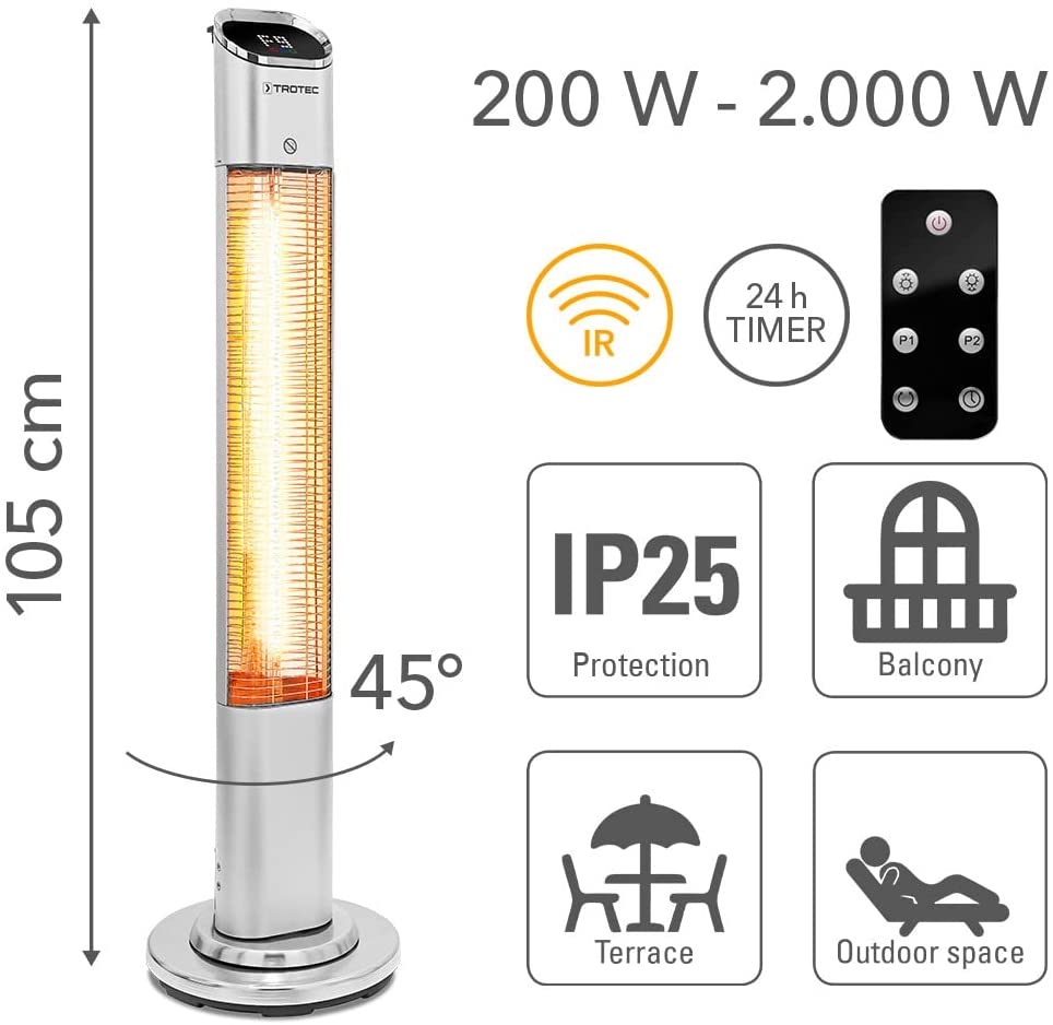 Trotec 1410003921 IRS 2050 E Terrasvarme 2000 Watt