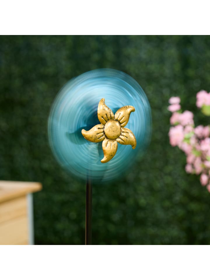 relaxdays Windrad in Blau/ Gold - (B)30 x (H)120 x (T)12,5 cm günstig kaufen onesize