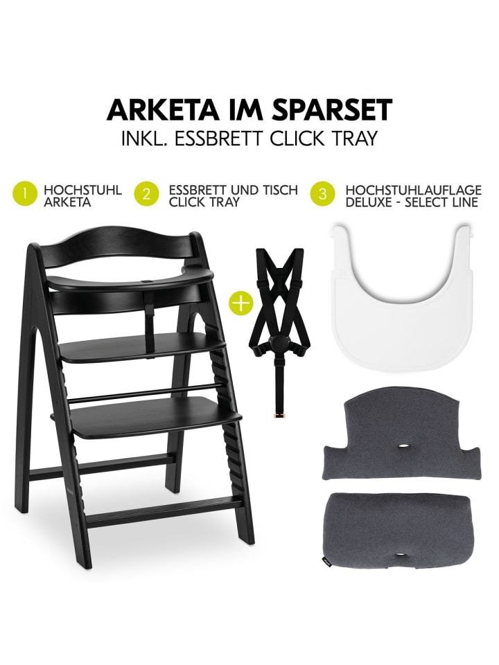 Hauck Hochstuhl Arketa Beech - im Sparset inkl. in schwarz,grau günstig kaufen onesize