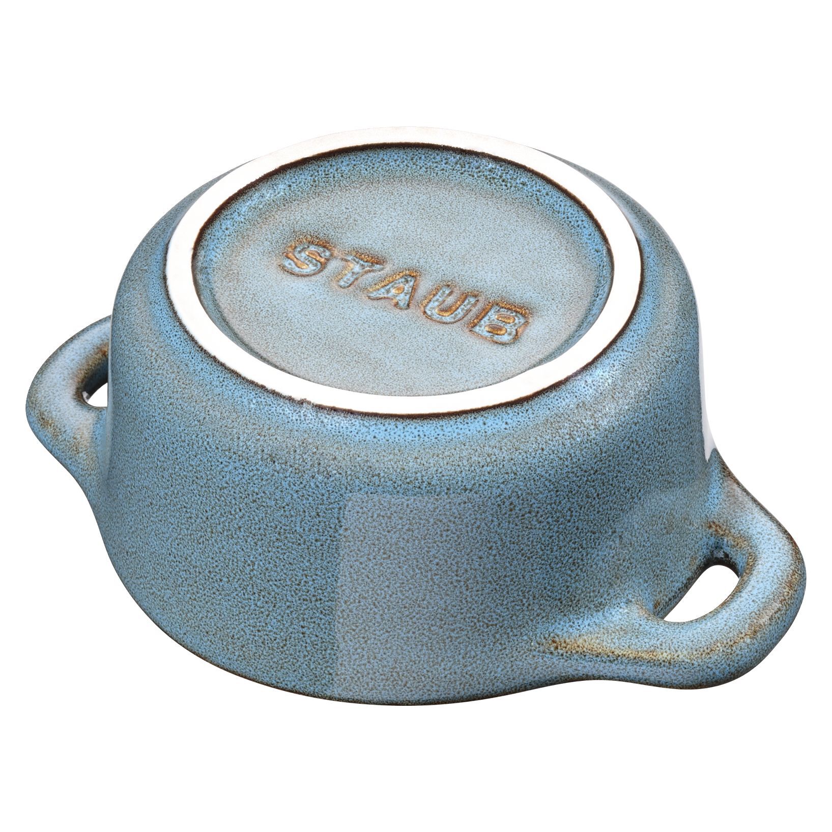 Mini Cocotte 10 cm, rund, Antik-Türkis, Keramik