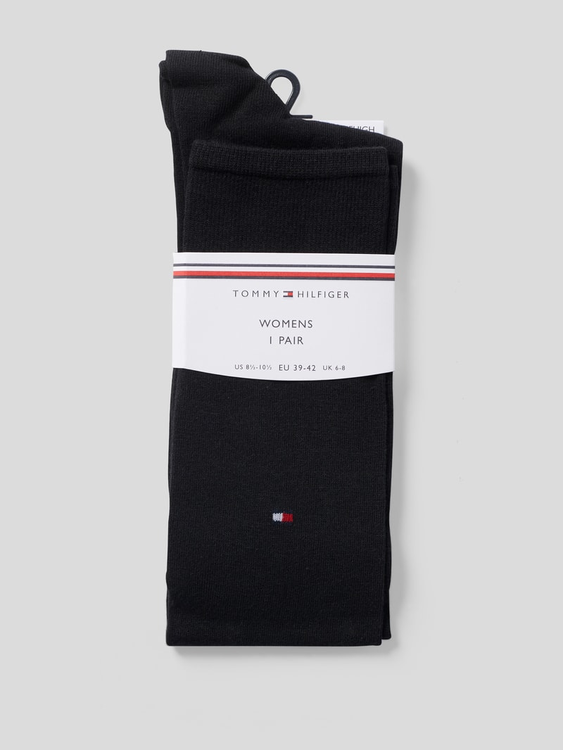 Kniestrümpfe aus Baumwoll-Elasthan-Mix mit Logo-Motiv in schwarz