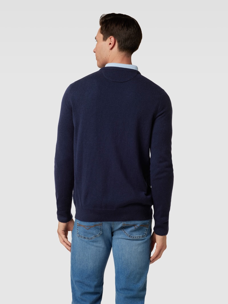 Strickpullover aus Wolle mit Logo-Stitching in marineblau