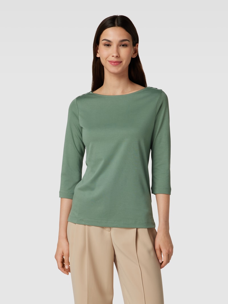 T-Shirt mit U-Boot-Ausschnitt in khaki