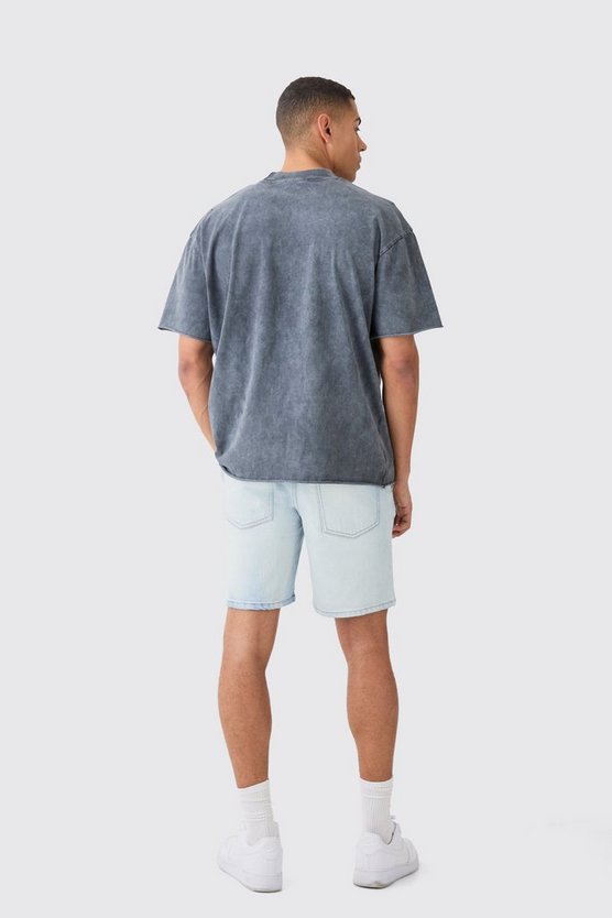 Slim-Fit Jeansshorts in Hellblau