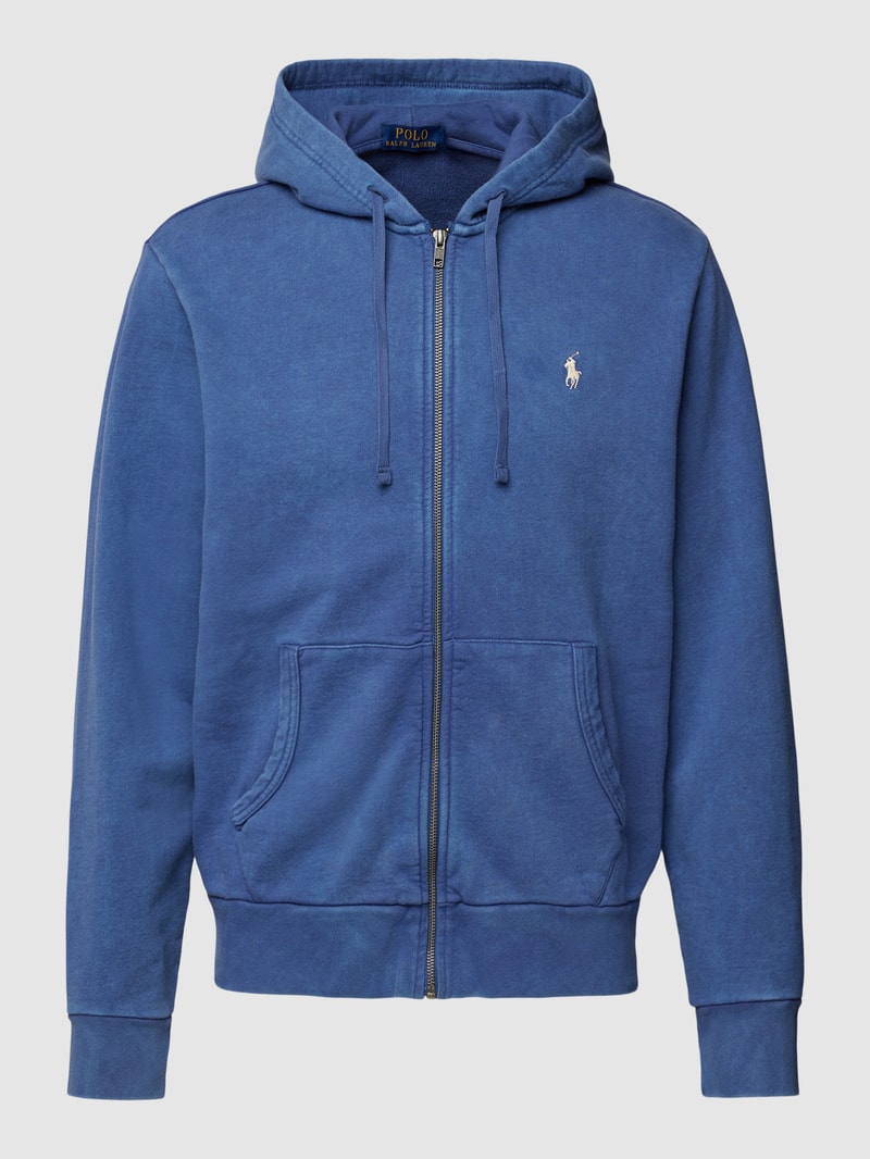 Sweatjacke mit Label-Stitching in marineblau