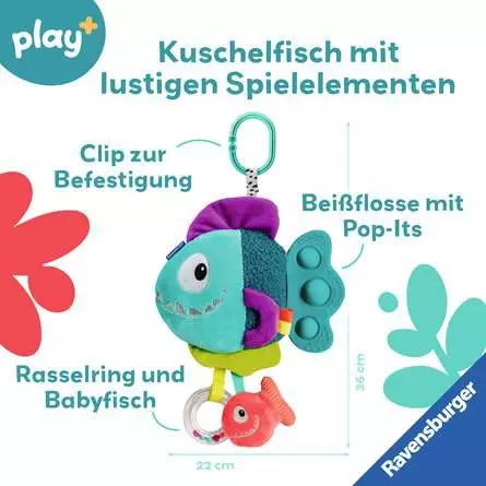 Play+ Pop-it Piranha (blau) - Babyspielzeug ab 0 Monaten
