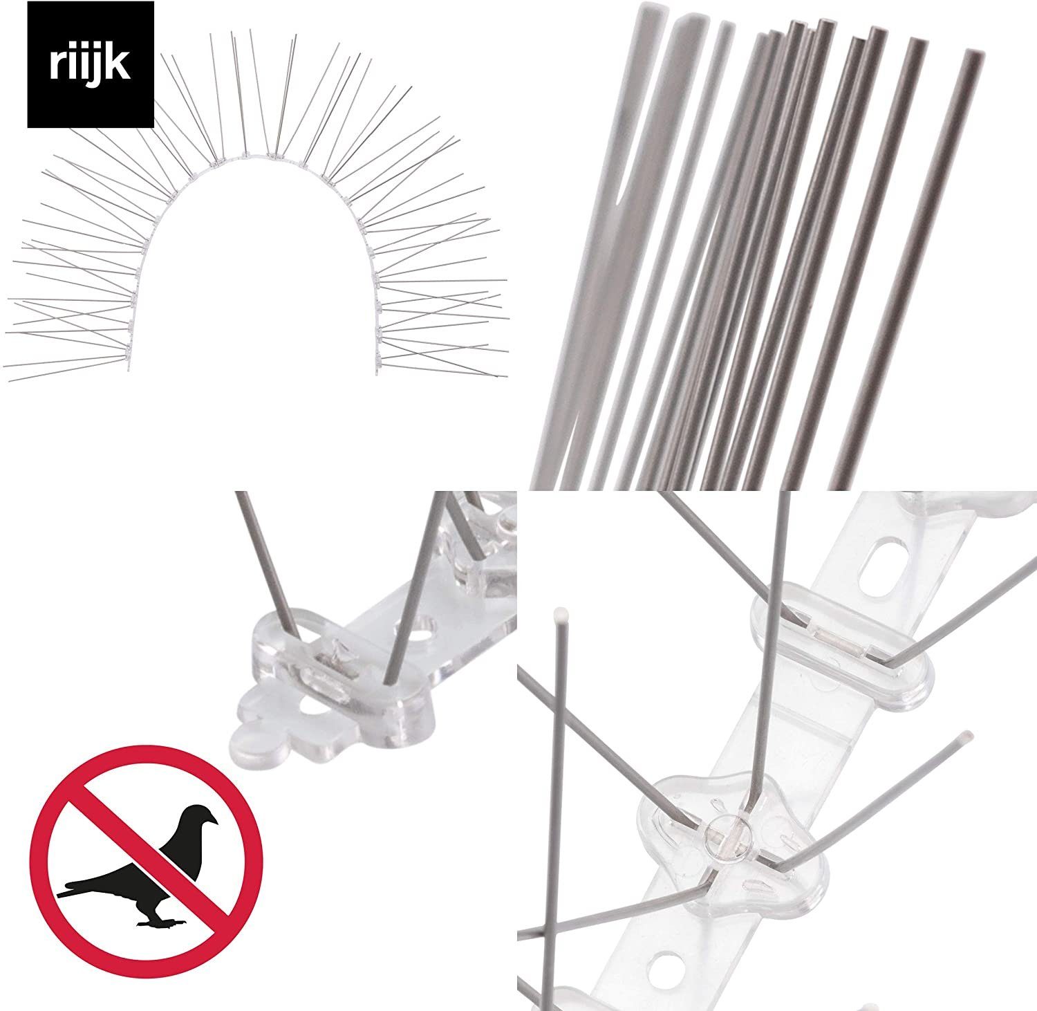 riijk Vogel-Schreck Taubenabwehr Spikes, Vogelabwehr aus Edelstahl - Balkon & Fenster, bereits montiert