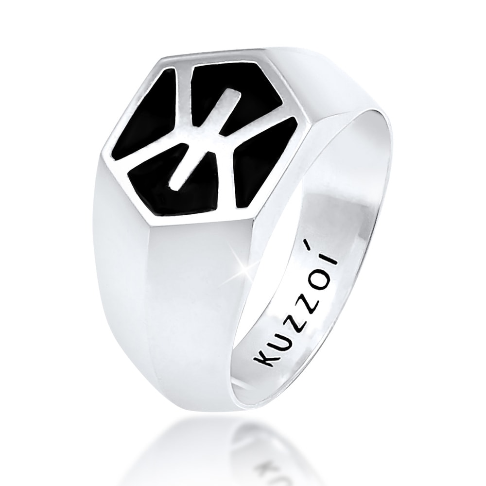 KUZZOI KUZZOI Bague avec émail raffiné en 925/1000 argent massif Bague