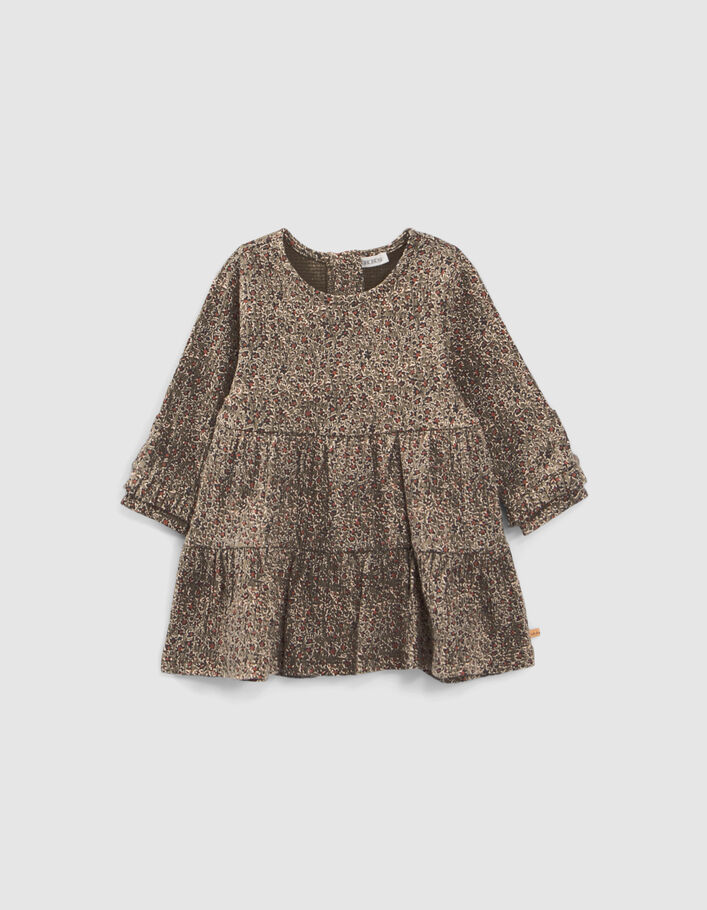 Robe kaki imprimé léopard floral bébé fille