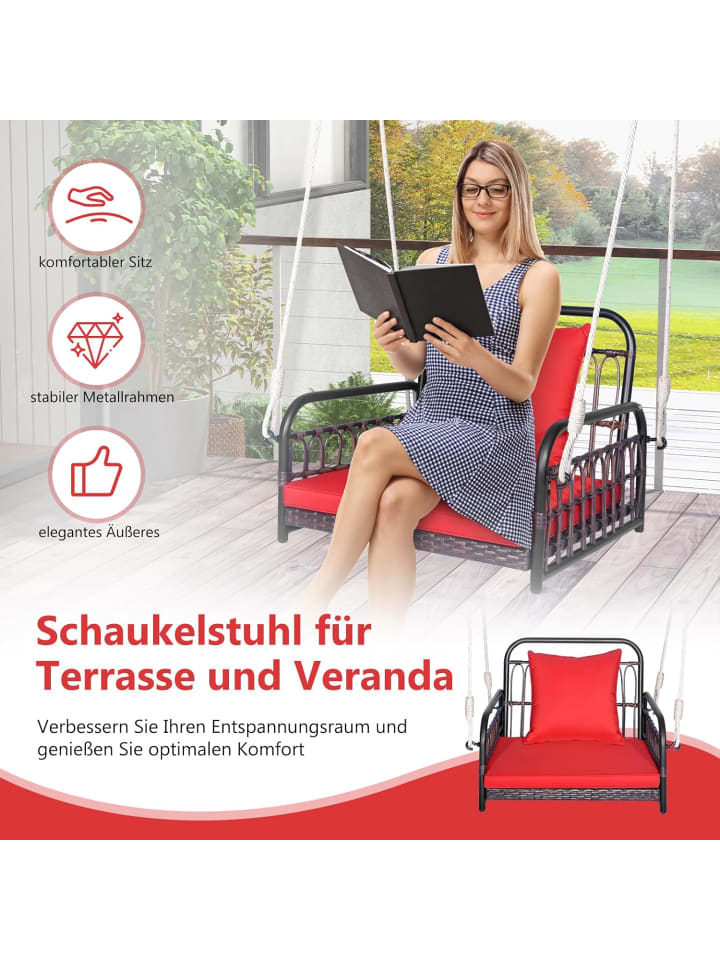 COSTWAY Hängesessel 180kg belastbar in Rot günstig kaufen onesize