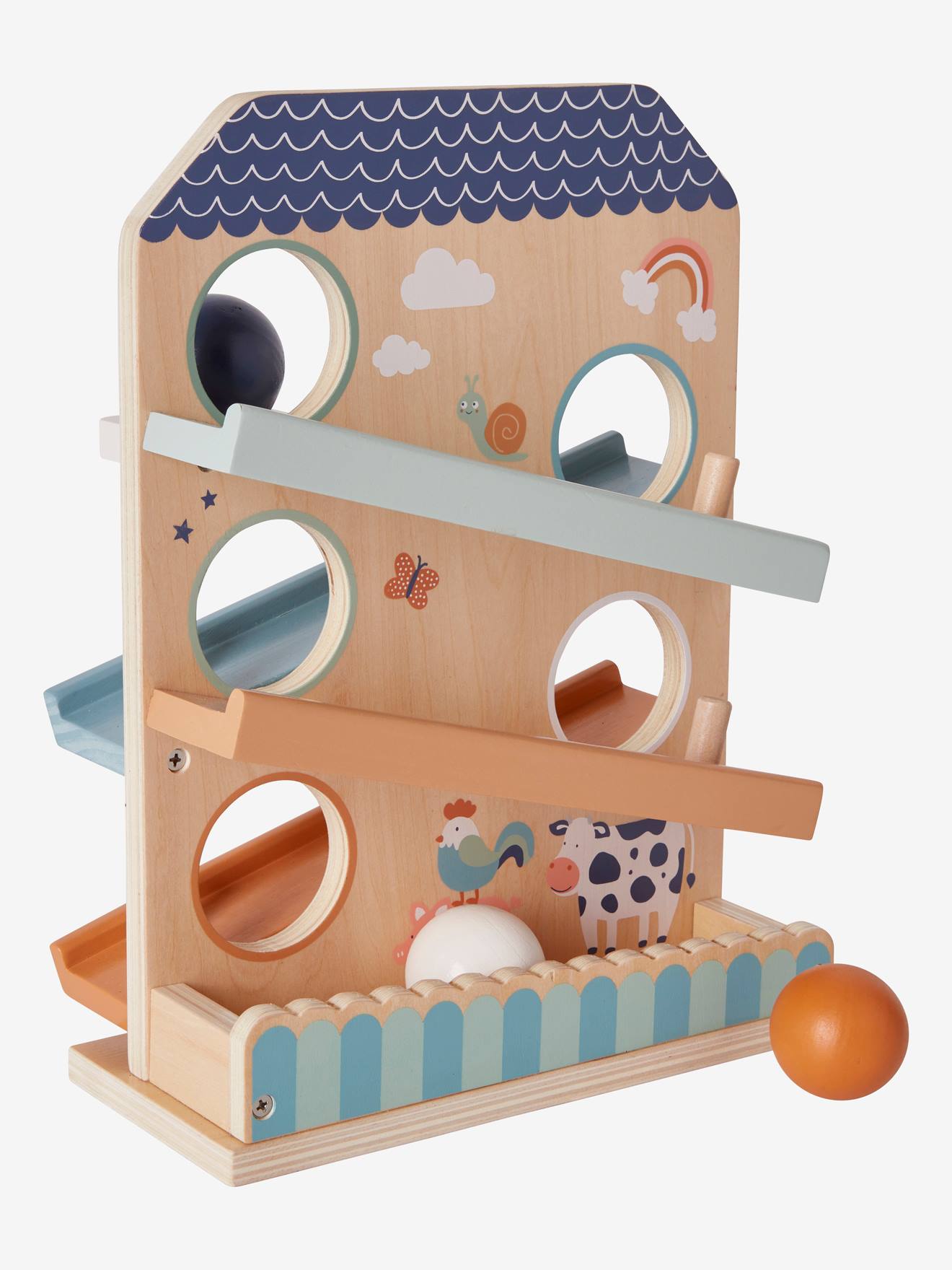 Toboggan à balles en bois FSC® multicolore