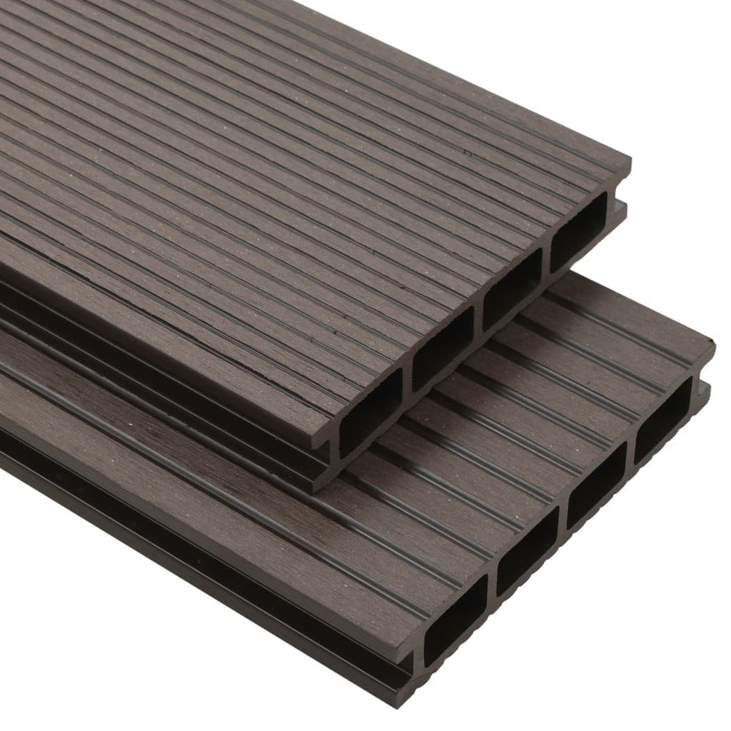 Teppichboden WPC Hohlkammer Terrassendielen + Zubehör 20m² 2,2m Dunkelbraun, vidaXL, Höhe: 2.5 mm