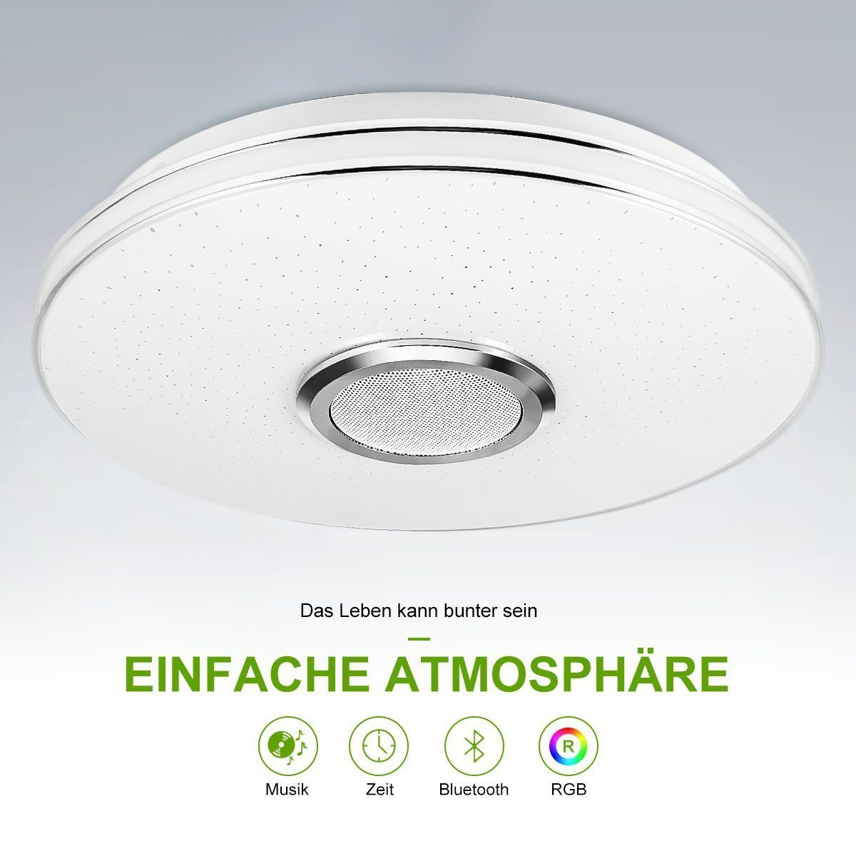 iscooter Deckenleuchte 36W RGB LED Deckenleuchten Dimmbar Bluetooth APP IP44
