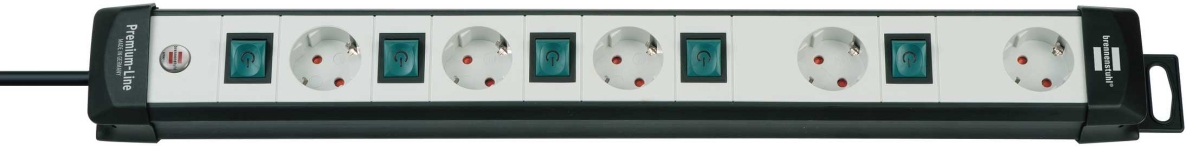 Brennenstuhl 1951550600 Premium-Line Technology razdelilnik 5-polni črno/svetlo siv 3 m H05VV-F 3G1,5 individualno preklapljajoč posebej pripravljen za adapterske vtiče