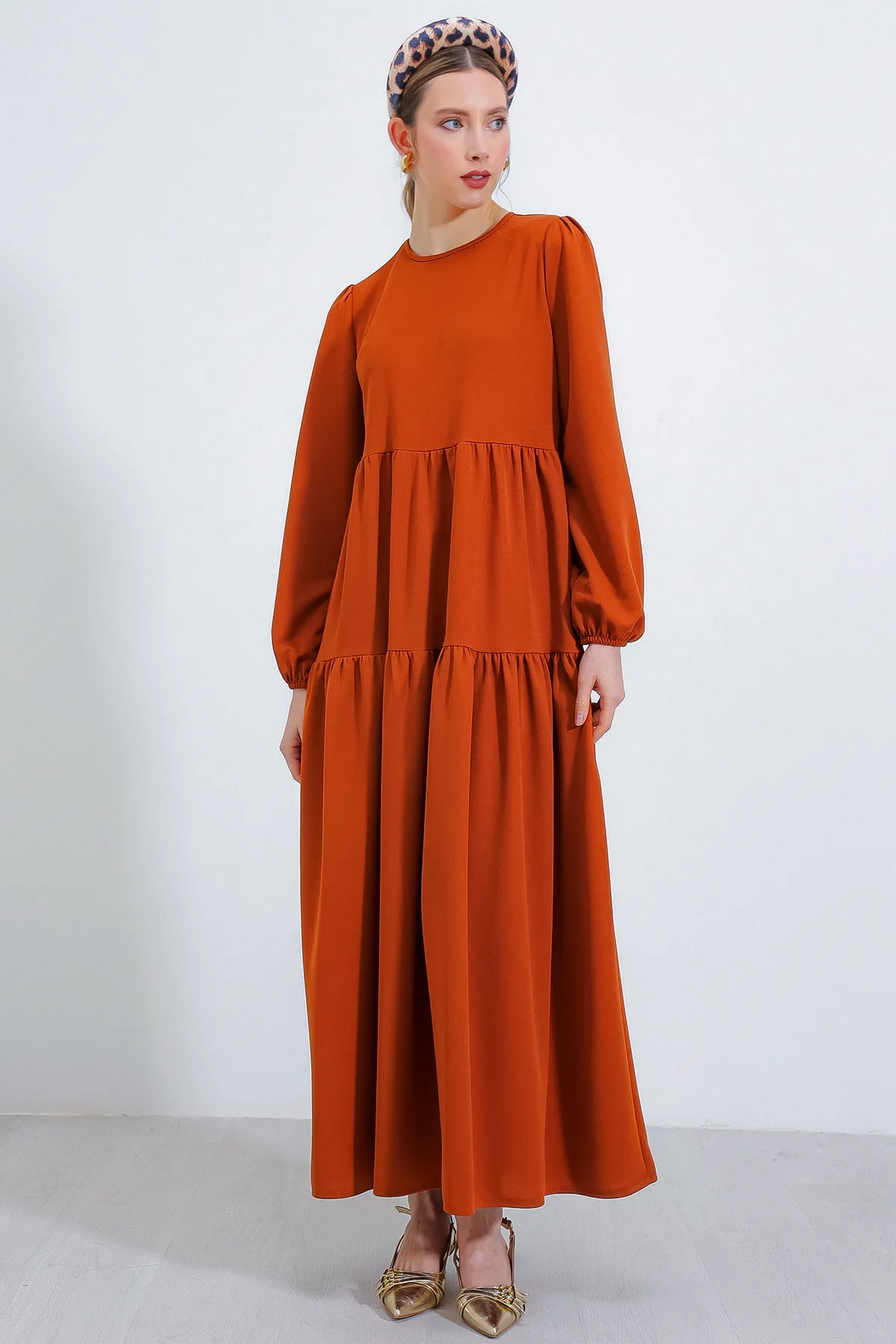Bigdart  Hellbraunes langes gestricktes Hijab-Kleid für Damen 2482