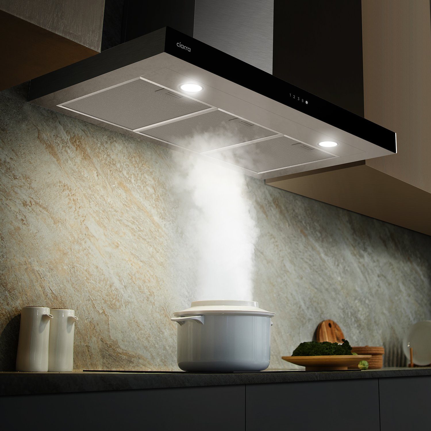 CIARRA Wandhaube CBCS9102, A+++ Dunstabzugshaube 90cm 650m³/h WIFI +APP & Touch Control Boost