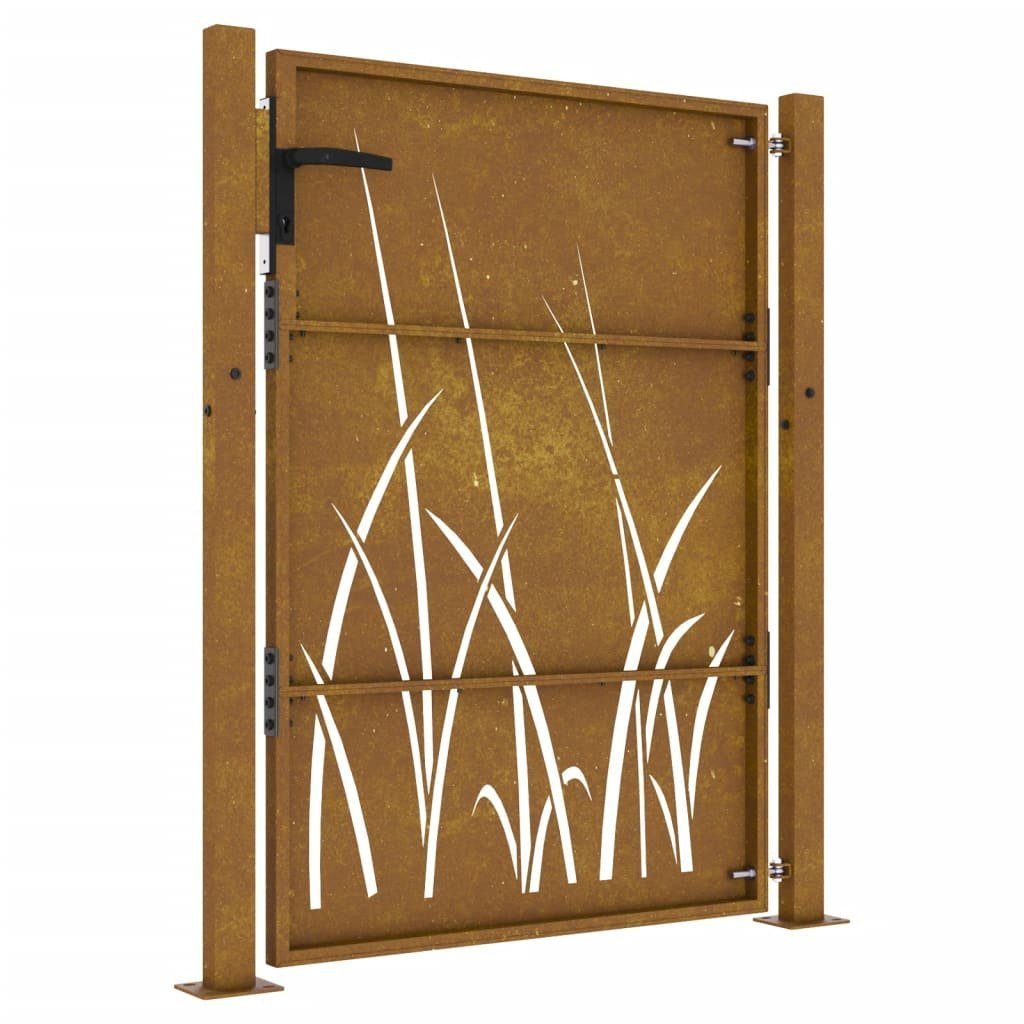 vidaXL Gartentor Gartentor 105x130 cm Cortenstahl Gras-Design