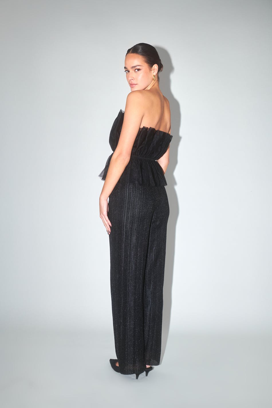 Wideleg glitter trousers
