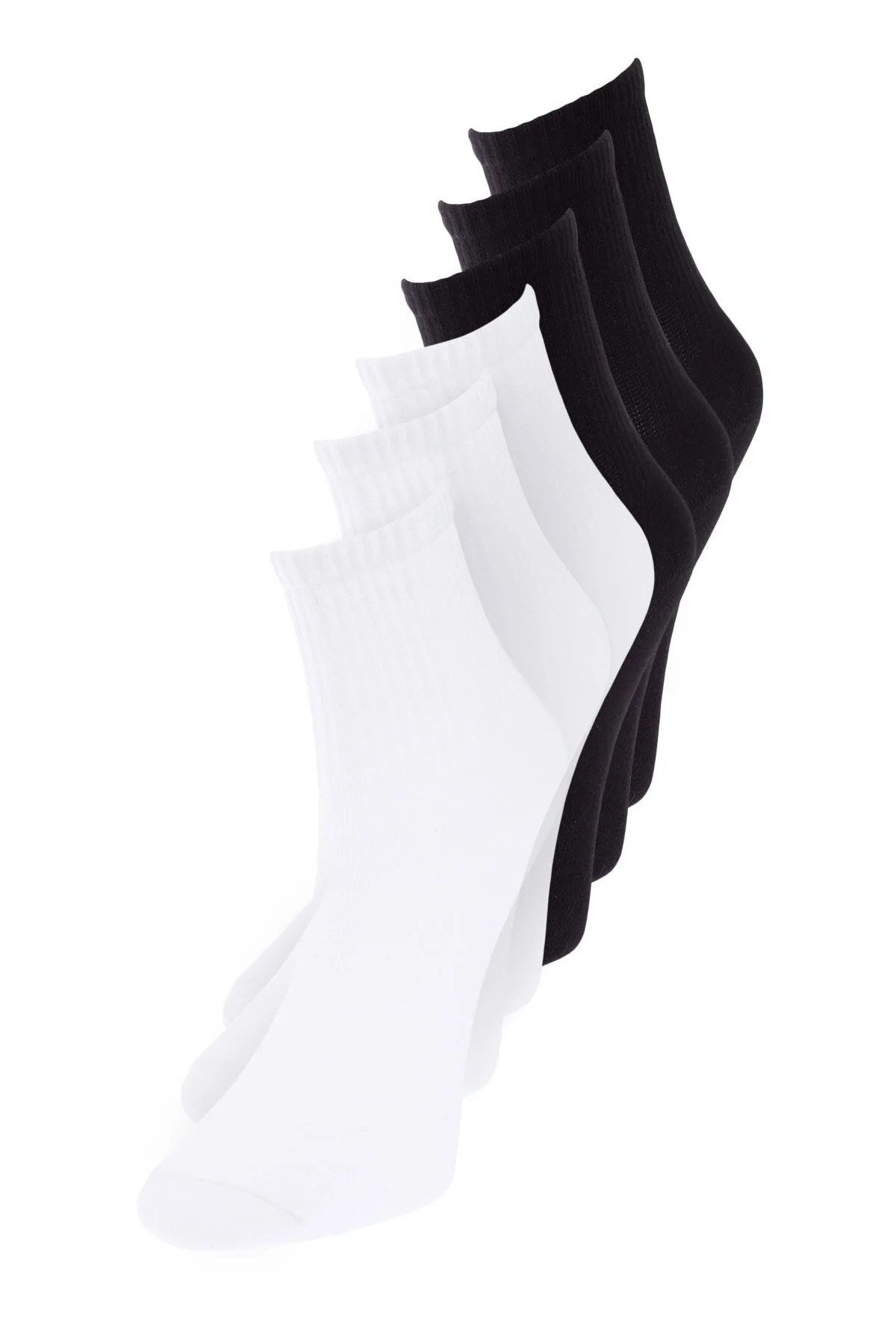 Trendyol Collection  Schwarz-weiße Stricksocken aus Baumwolle im 6er-Pack THMAW24CO00022